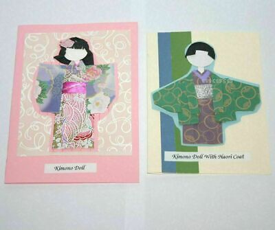 Japanese Kimono Doll Blank Greeting Cards Girl & Boy Wearing Haori Coat Handmade