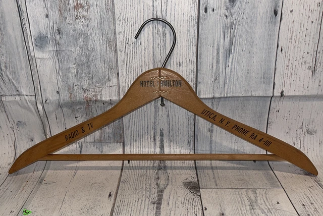 Hotel Hamilton Utica New York RA4-1111 Radio & TV 17” Wooden Hanger Hotel Hamilton Utica New York RA4-1111 Radio & TV 17” Wooden Hanger