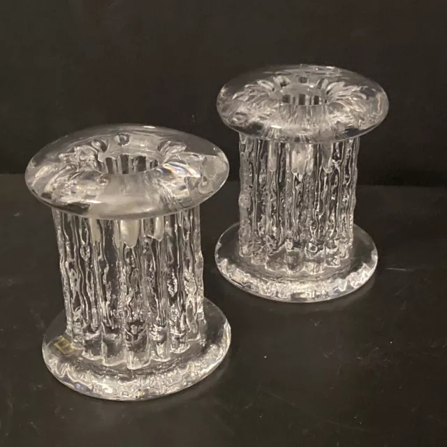 2 Vintage Rurik Kosta Boda Ann Warff Glass Candleholder Mcm Danish Modern