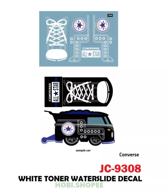 JC-9308 White Toner Waterslide Decals CONVERSE Custom 1:64 Hot Wheels