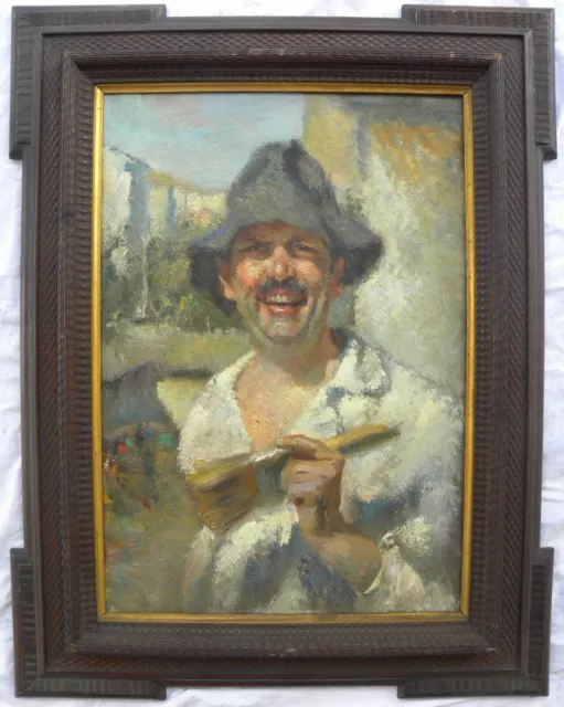 Giuseppe MALDARELLI (Napoli 1885–1958) Autoritratto olio su tela + cornice 91x71