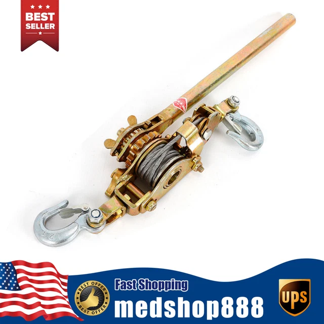 2 TON 4400LB Hoist Ratchet Winch Hand Puller Come Along Cable Lever ...