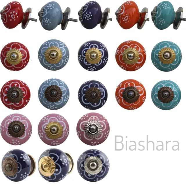 CERAMIC DOOR KNOB Shabby Chic Floral Cupboard Handle Cabinet Drawer Pull QUALITY