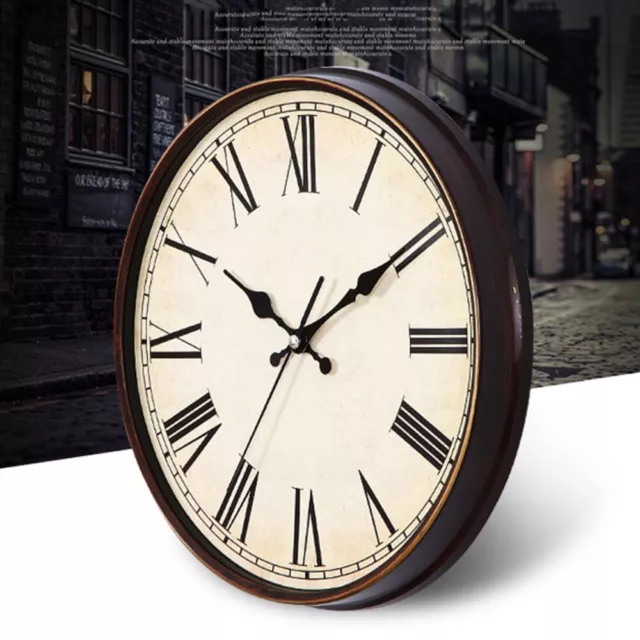 Vintage Dial Clock European Round Roman Numeral Silent Clock 3D Large 3