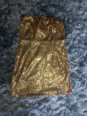 Gold sequin strapless dress by Tammy Hembrow In The Style Size 12