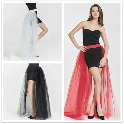 Women Half Bustle Tulle Tutu Skirt Mesh Long Burlesque Petticoat Fancy Dress