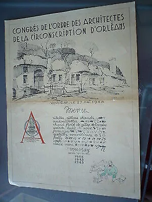 Menú Restaurante Congreso Orden De Arquitectos Orleans 1948