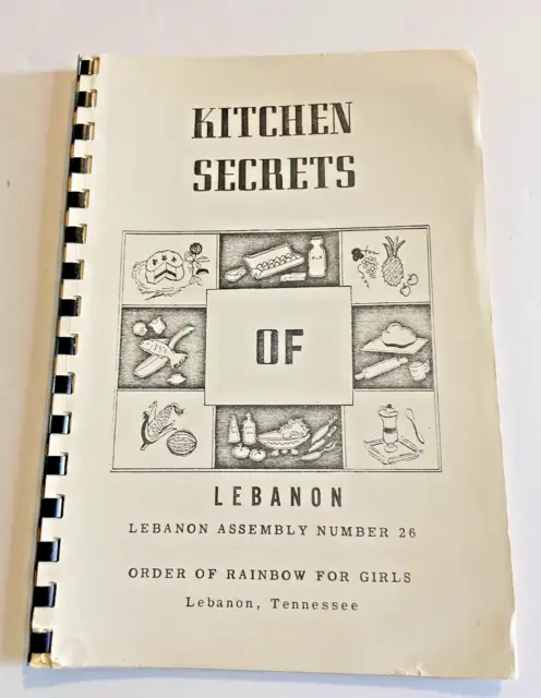 Cookbook Order of Rainbow for Girls Lebanon Tennessee TN Book Recipes Vintage