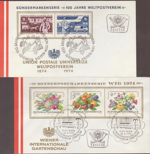 2 schöne Österreichische Ersttagsbriefe, mit 2 verschiedenen Sätze