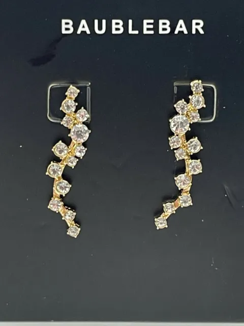 Gorgeous Goldtone Clear Rhinestone BAUBLEBAR Earrings on Card