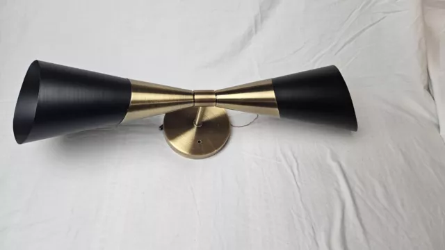 Indoor Wall Light Black Gold Sconce Mid Century Modern Style Two Tone Conical