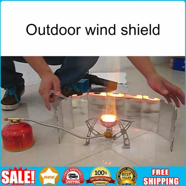Outdoor Camping Windshield Picnic Cooking Gas Stove Windproof Screen 9 Plates
