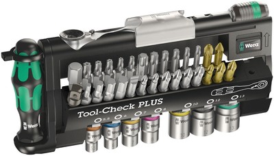 Controllo dello strumento Wera Plus Bit Cacciavite a Cricchetto Chiave a bussola metrica 1/4" Set 39 PZ 