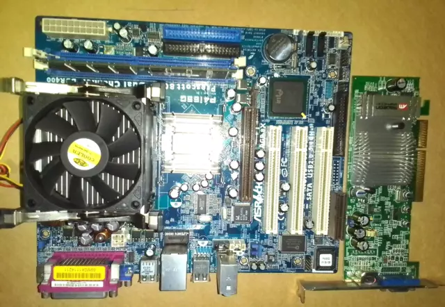 ASRock (SKT 478)  P4I65G +CPU P4 2.4  GHZ+  DDR400+VIDEO AGP    LEGGI NOTE.