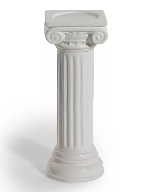 Large White Ionic Column Candle Holder Ceramic - 31cm Plinth