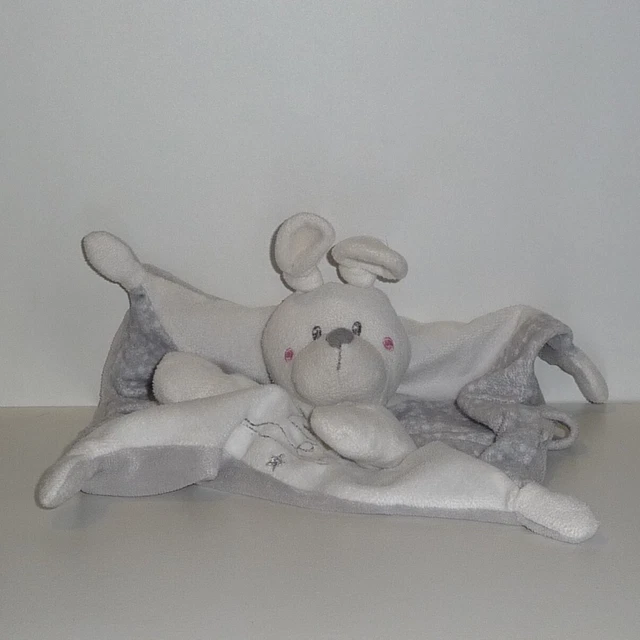 Doudou Lapin Blanc Gris Clair - 18cm Assis, 30cm Debout Doudou Lapin Blanc Gris Clair - 18cm Assis, 30cm Debout