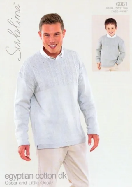 Sublime Egyptian Cotton Knitting Pattern 6081 Kids, Men 24 - 46 Inches