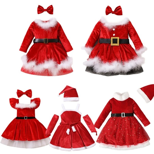 Set abiti natalizi per bambine paillettes maglia tutù abito + cappello/copricapo
