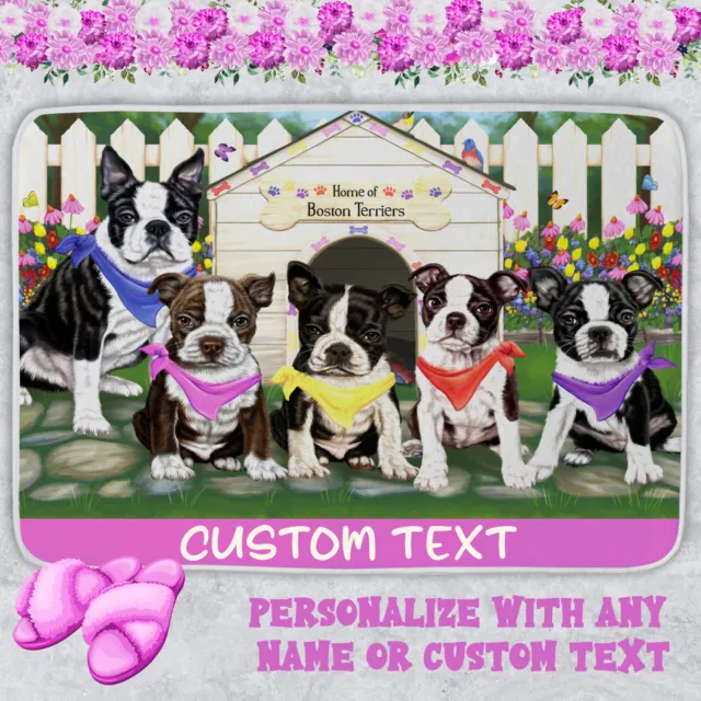 Boston Terrier Dog Bath Mat Anti-Slip Pet Personalized Bathroom Rug Mat Gift NWT