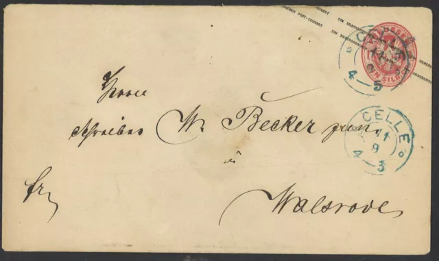Altdeutschland Hannover Preußen Brief Ganzsache 1 Silber Gr. U 23 A Celle