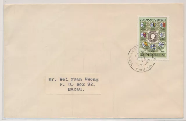 BV22385 Macau 1954 cover with nice cancels used