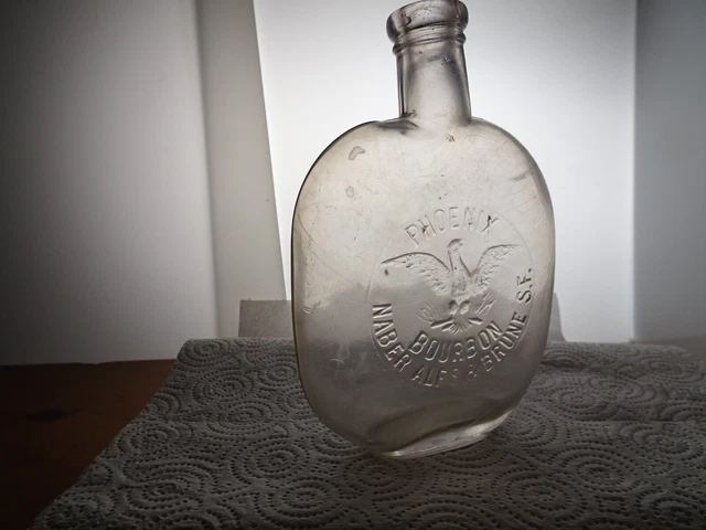 WESTERN S.F. WHISKEY Flask"PHOENIX""BIRD" Pint SEED