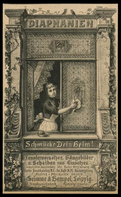 Alte Werbung Reklame 1890 Diaphanie I Schmücke Dein Heim Grimme & Hempel Leipzig