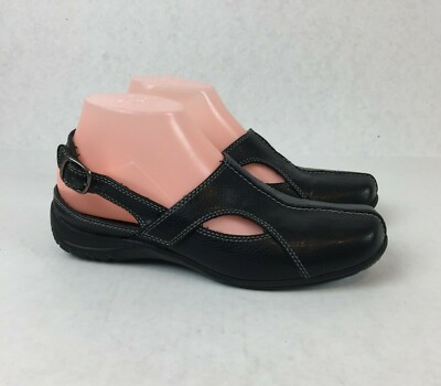 Easy Street Sportster Comfort Wave1364 Women US 6.5 M Black Leather Sandal Clog