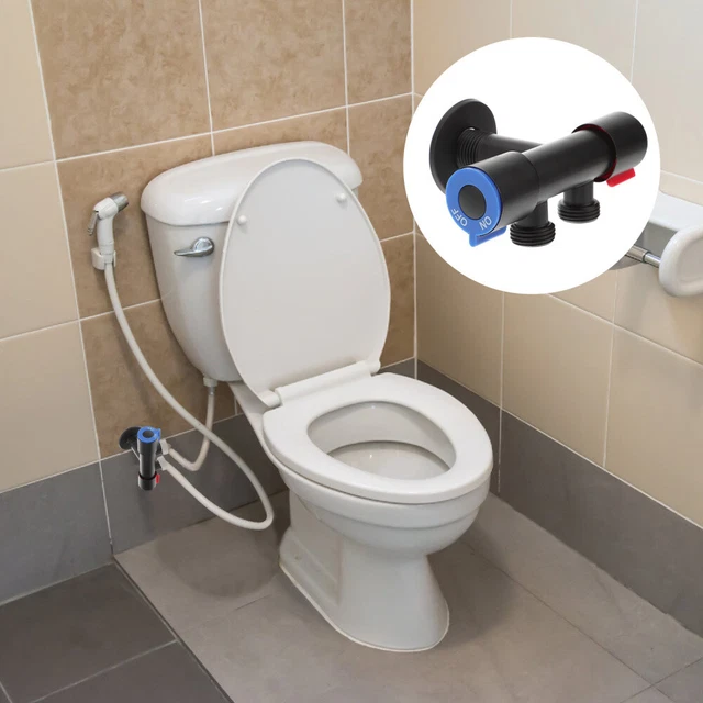 Valvola Angolare G1/2 1 Ingresso 2 Uscite - Per Rubinetto Lavatrice O WC, In Lega, Nero