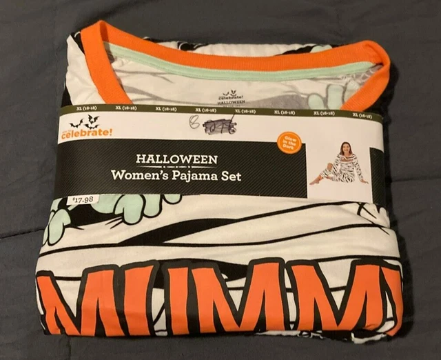 Halloween Women's Two-Piece Pajama Set Mummy Glow in the Dark Size XL 16/18 New