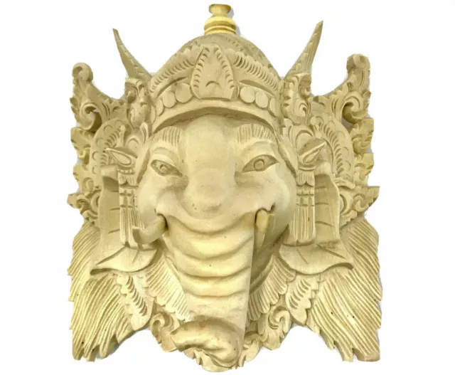 Balinese Ganesha Elephant Mask Wall art Hand Carved crocodile wood Bali Art