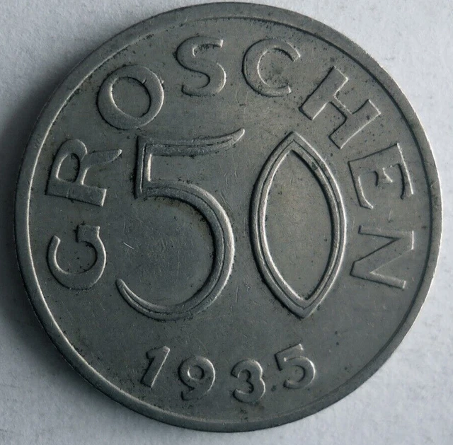 1935 AUSTRIA 50 GROSCHEN - Excellent Collectible Coin - FREE SHIP- Bin #701 2