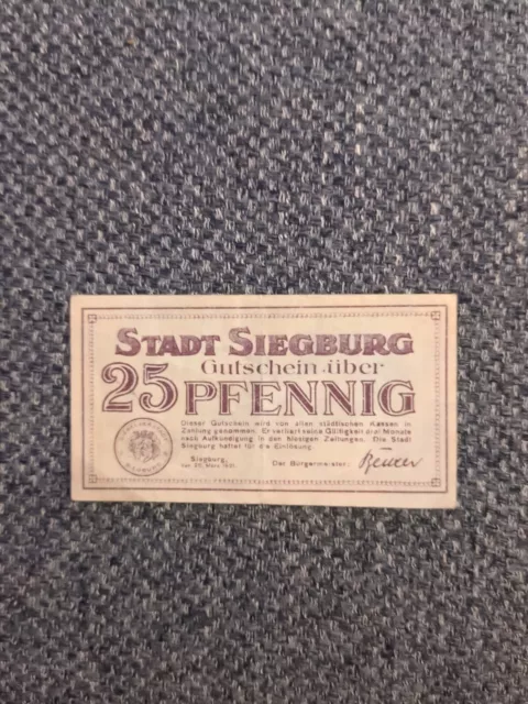 1x Notgeld, Stadt Siegburg