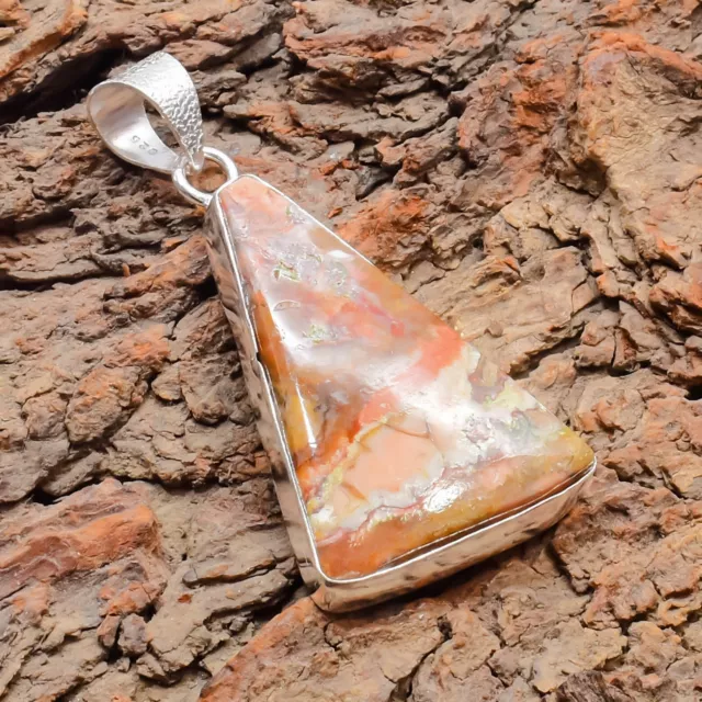 Crazy Lace Agate Gemstone 925 Sterling Silver Jewelry Pendant Size 1.80''