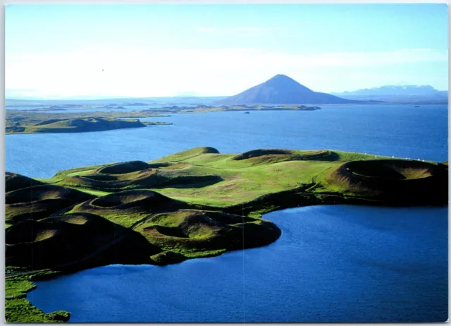 Vintage Continental Size Postcard View Of Volcanic Lake Myvatn In Iceland