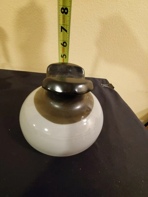 Vintage Large  Saddle-Back Insulator Ceramic Porcelain Black /  Light Blue 10