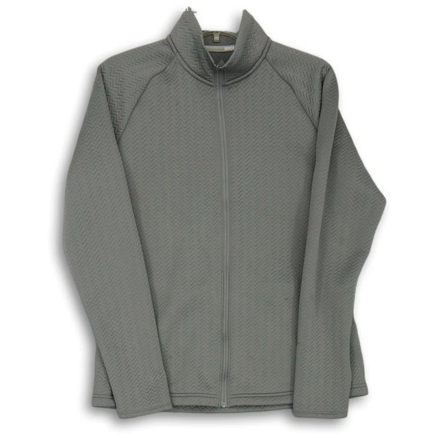 Adidas Womens Gray Zig Zag Long Sleeve Mock Neck Full Zip Jacket Size Large