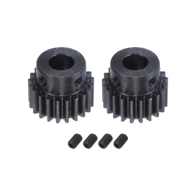 1Mod 21T Pinion Gear 8mm Bore 45# Steel Motor Rack Spur Gear with Step, 2 Set