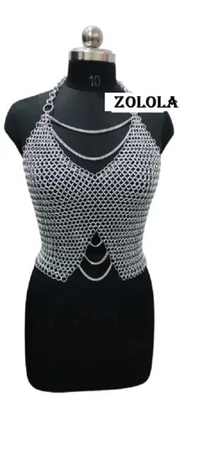 Top/blusa medieval con anillos a tope de aluminio para mujer, el mejor producto.