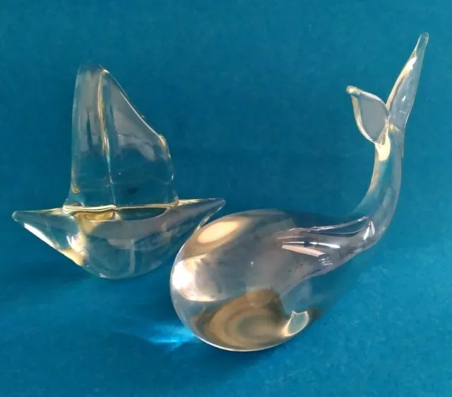 Full Lead Clear Crystal Whale Sailboat Paperweights Art Glass Figurines