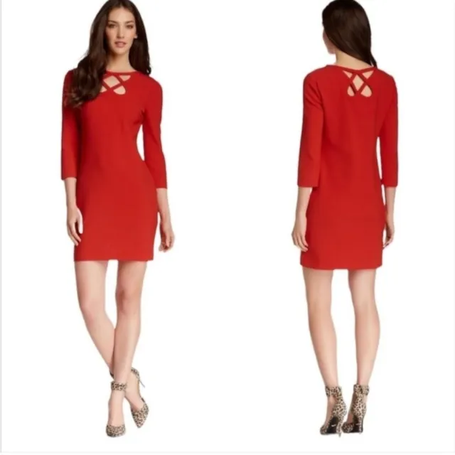 Diane Von Furstenberg Carmen Cutout Ceramic red Poppy mini dress Sz 8