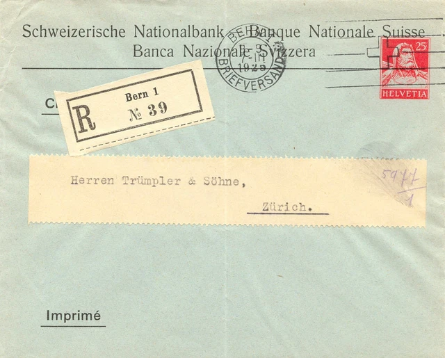 SCHWEIZ 1918/20 15, 20 u. 25 C. Tell m Armbrust 3 versch. gel. Privat-Ganzsachen