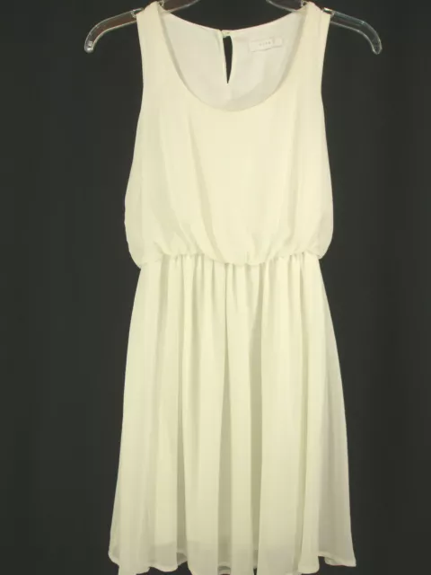 Lush Ivory Chiffon Short Tank Dress Lined Scoop Neckline Womens XS