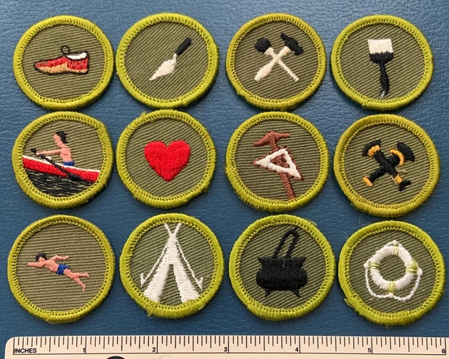 12 VINTAGE 1960S BOY SCOUT Merit Badge PATCHES BSA Sash Uniform Award