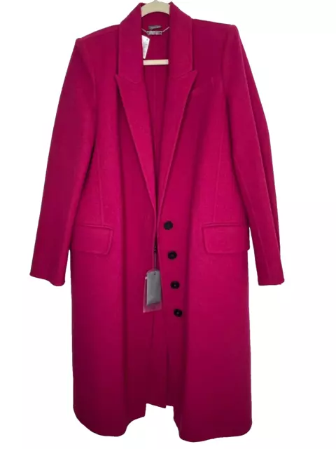 NWT ALEXANDER MCQUEEN Fuchsia Pink Cashmere Wool Coat Size 44, Size 8 Authentic