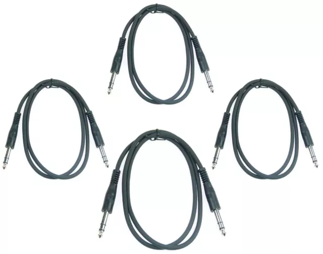 4 Patchkabel 90 cm Symmetrisch Stereo Klinke Kabel 6,3 mm Klinkenstecker schwarz