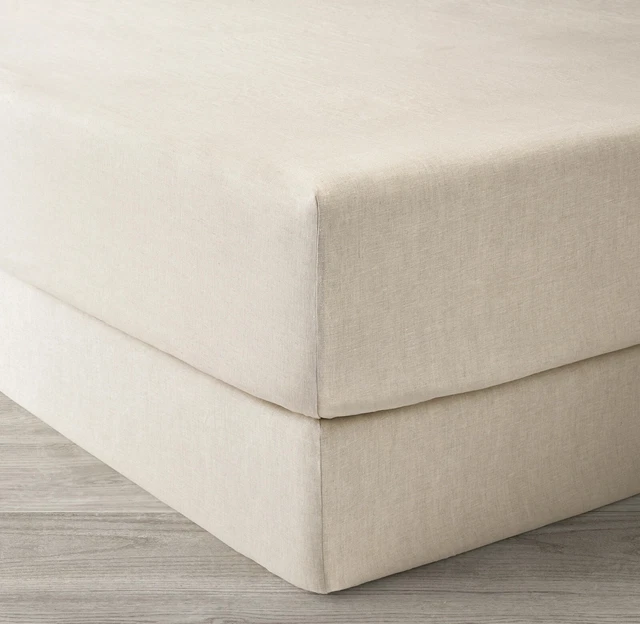 SAND Restoration Hardware Italian Heritage Washed Linen Twin BOX SPRING COVER