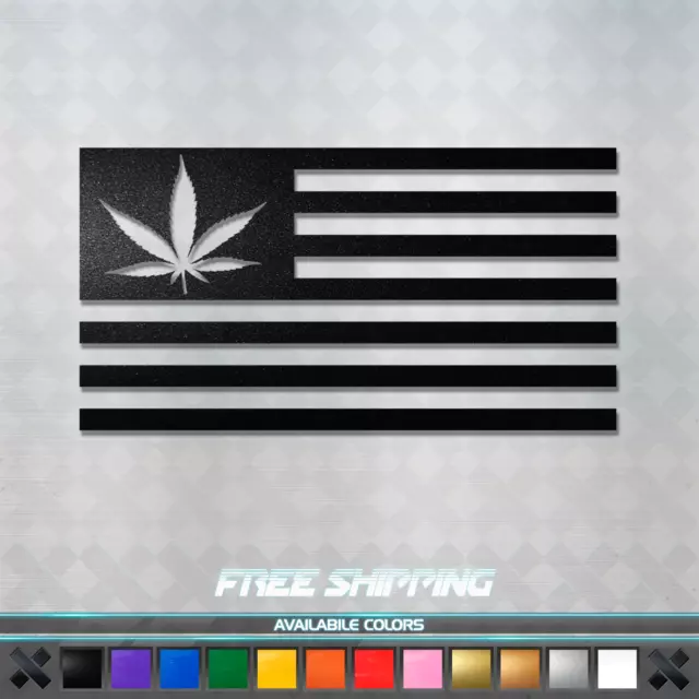 WEED LEAF USA Flag Vinyl Decal Sticker - Marijuana Pot Cannabis Car ...