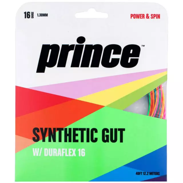 Prince Synthetic Gut + Duraflex 1.30mm Rainbow 12m Packet