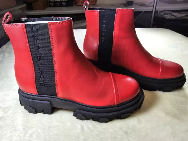 Calvin Klein Lorine Medium Red Boots Womens Size 9.5 NEW